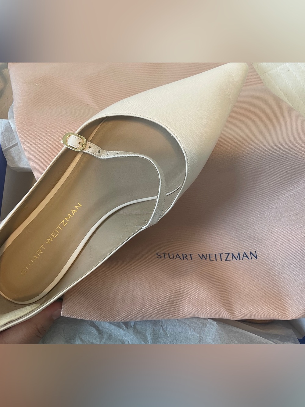White Maryjane Flats | Stuart Weitzman